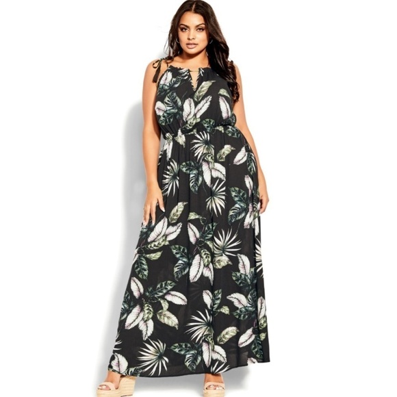 NWT City Chic Plus Size Samui Tassel Maxi Dress - black - Picture 1 of 6